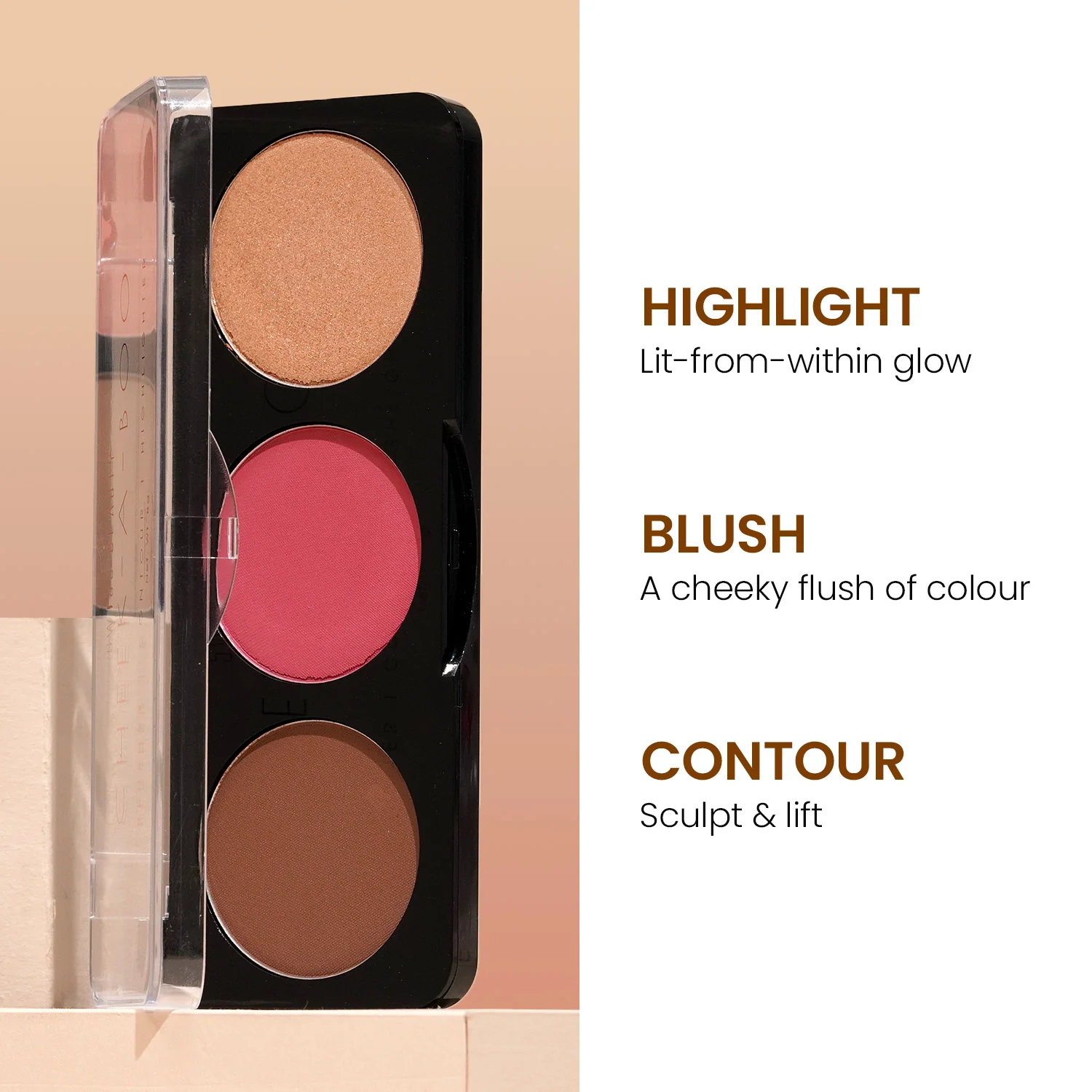 Cheek-A-Boo 3-in-1 Face Palette with Blusher , Contour and Highlighter - Image 8